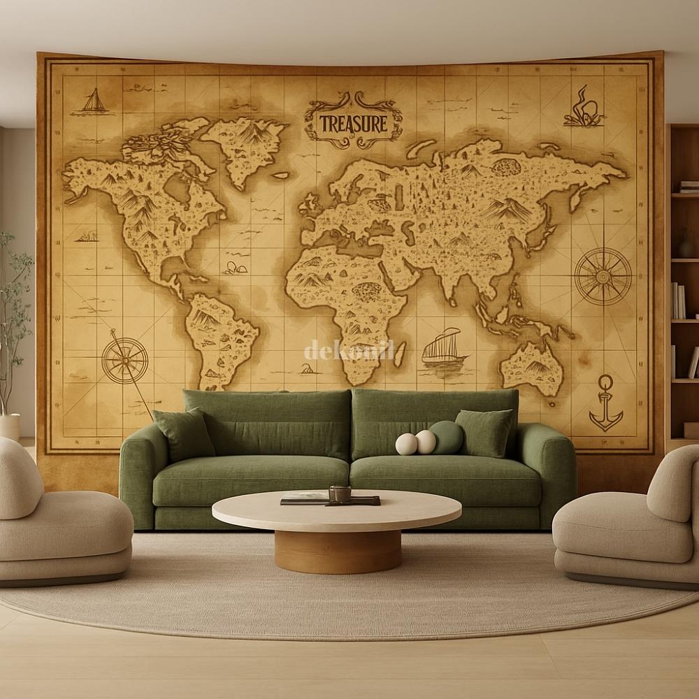 ورق جدران مطبوع عليه خريطة بنمط نسيجي مخصص