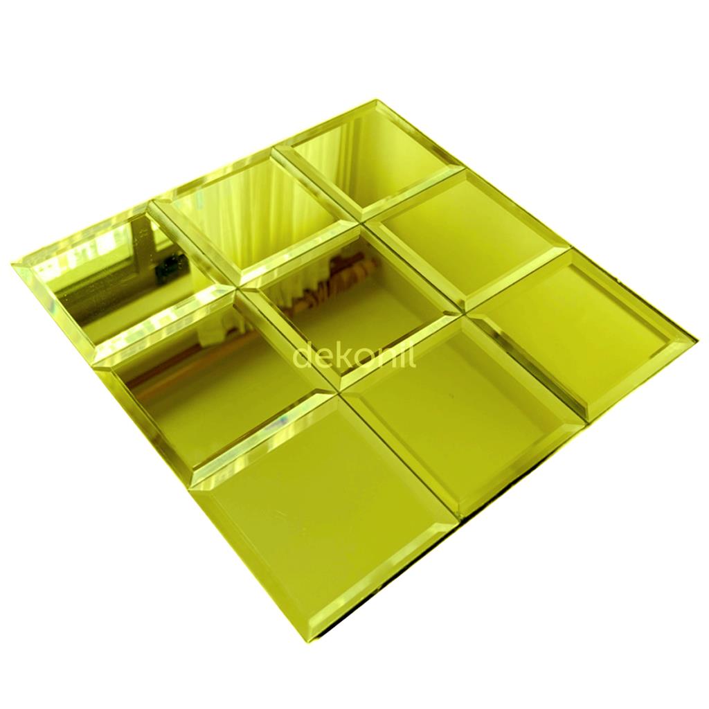 Kendinden Yapışkanlı Karo Ayna İnce Kare Gold 30*30 cm