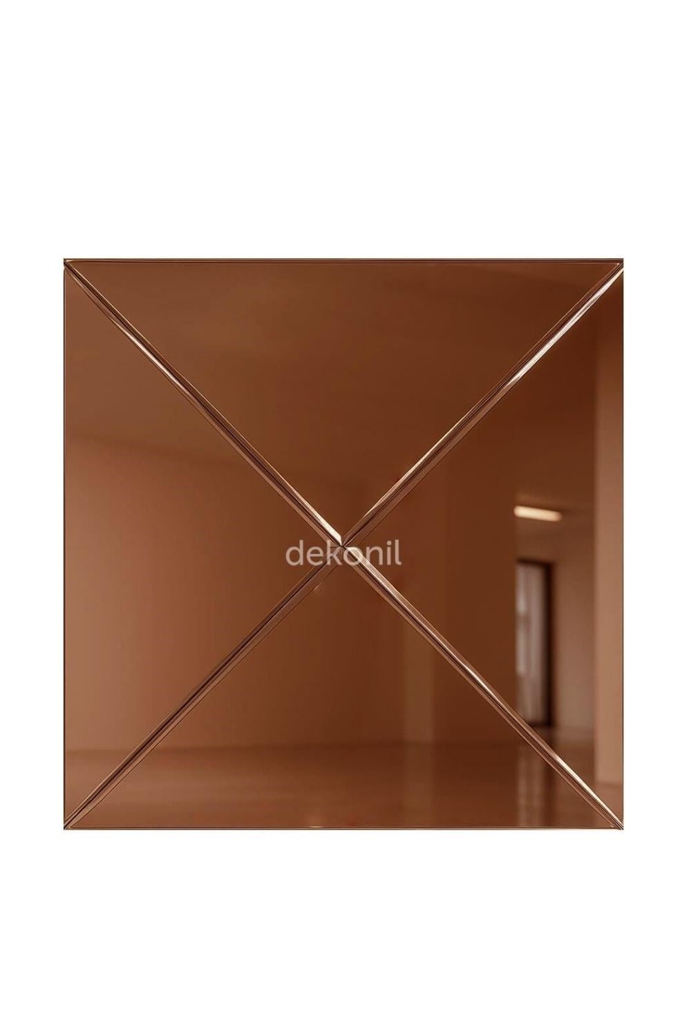 Kendinden Yapışkanlı Mozaik Karo Ayna Yarım Baklava Bronz  30*30 cm