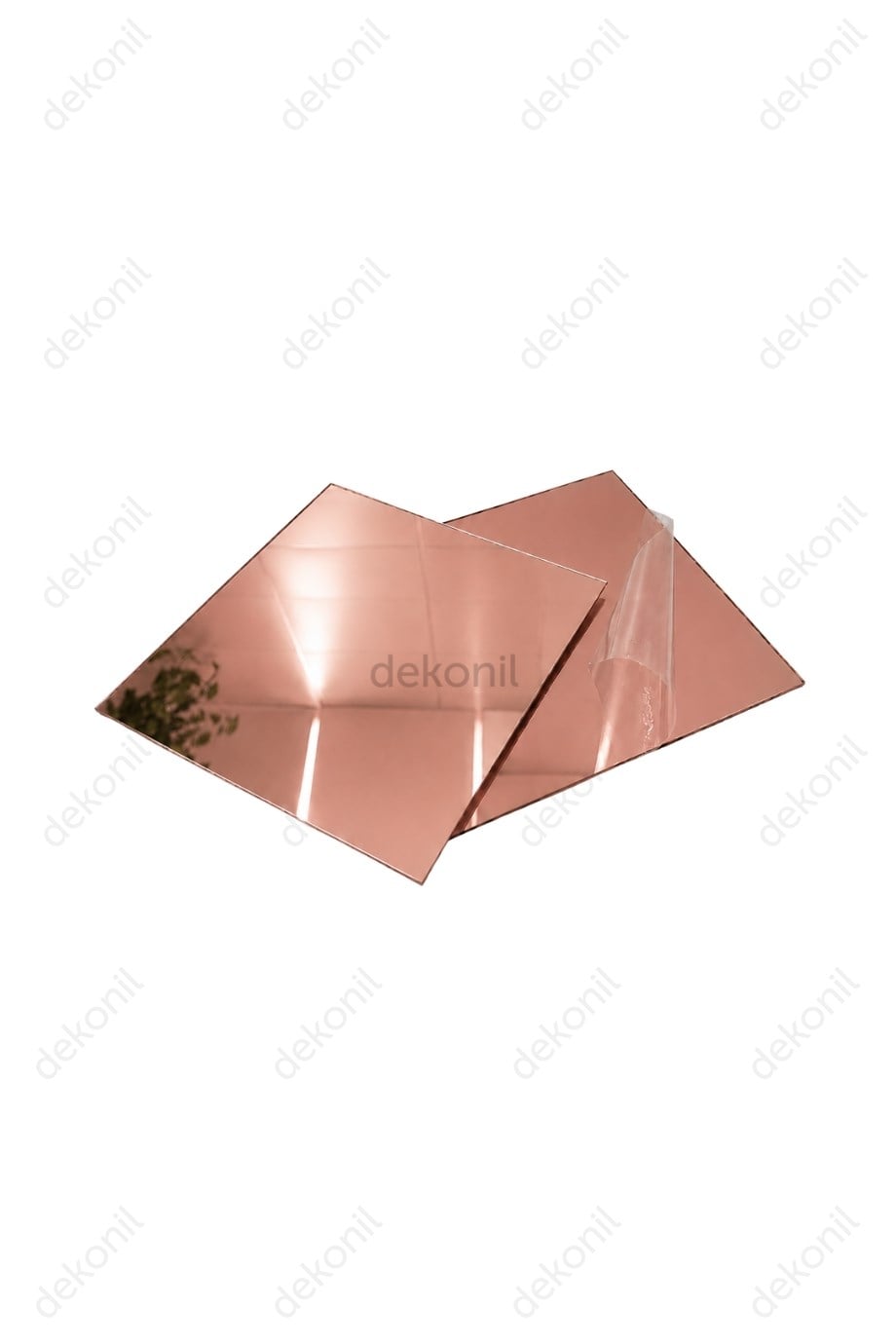 Pleksi Yapışkanlı Rose Kare Ayna 14,5 cm
