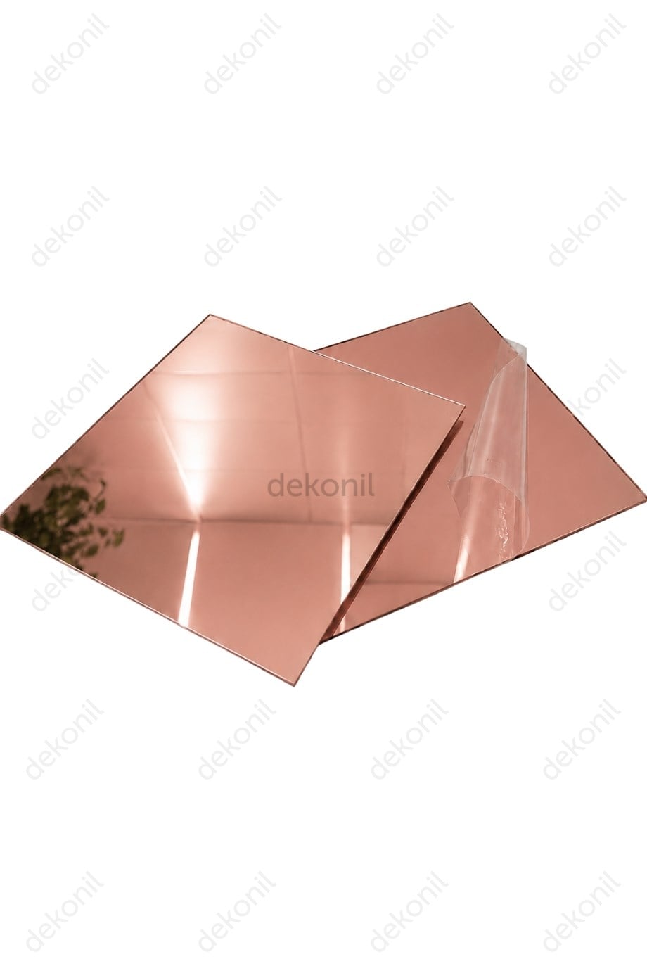 Pleksi Yapışkanlı Rose Kare Ayna 30 cm
