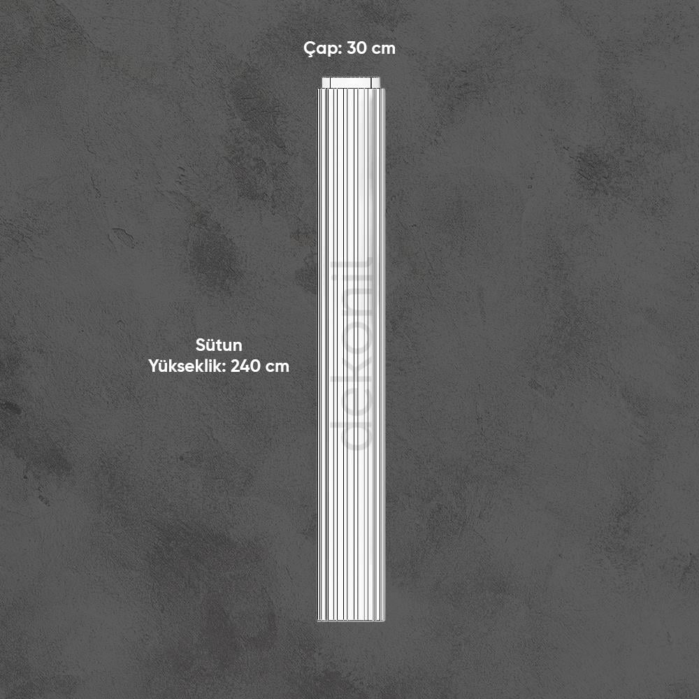 Poliüretan Tam Yivli Sütun 30cm