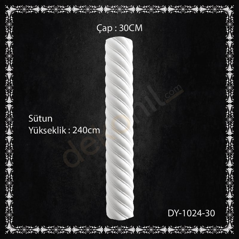Poliüretan Burgulu Yarım Oval Sütun Takım 30cm | Dekonil
