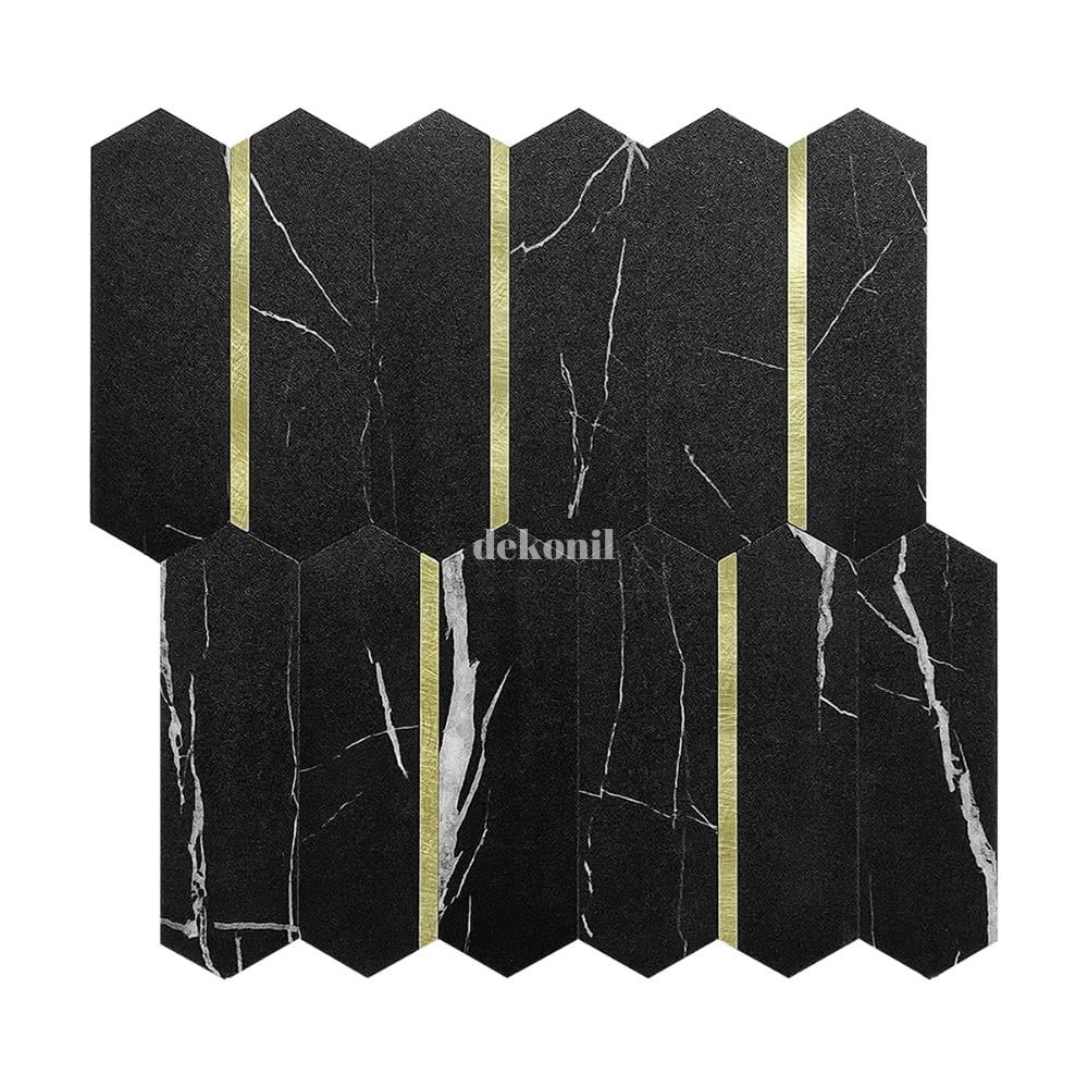 PrimeLock Kendinden Yapışkanlı Mozaik Karo Mermer Siyah Gold 27*27 cm (10 Adet)
