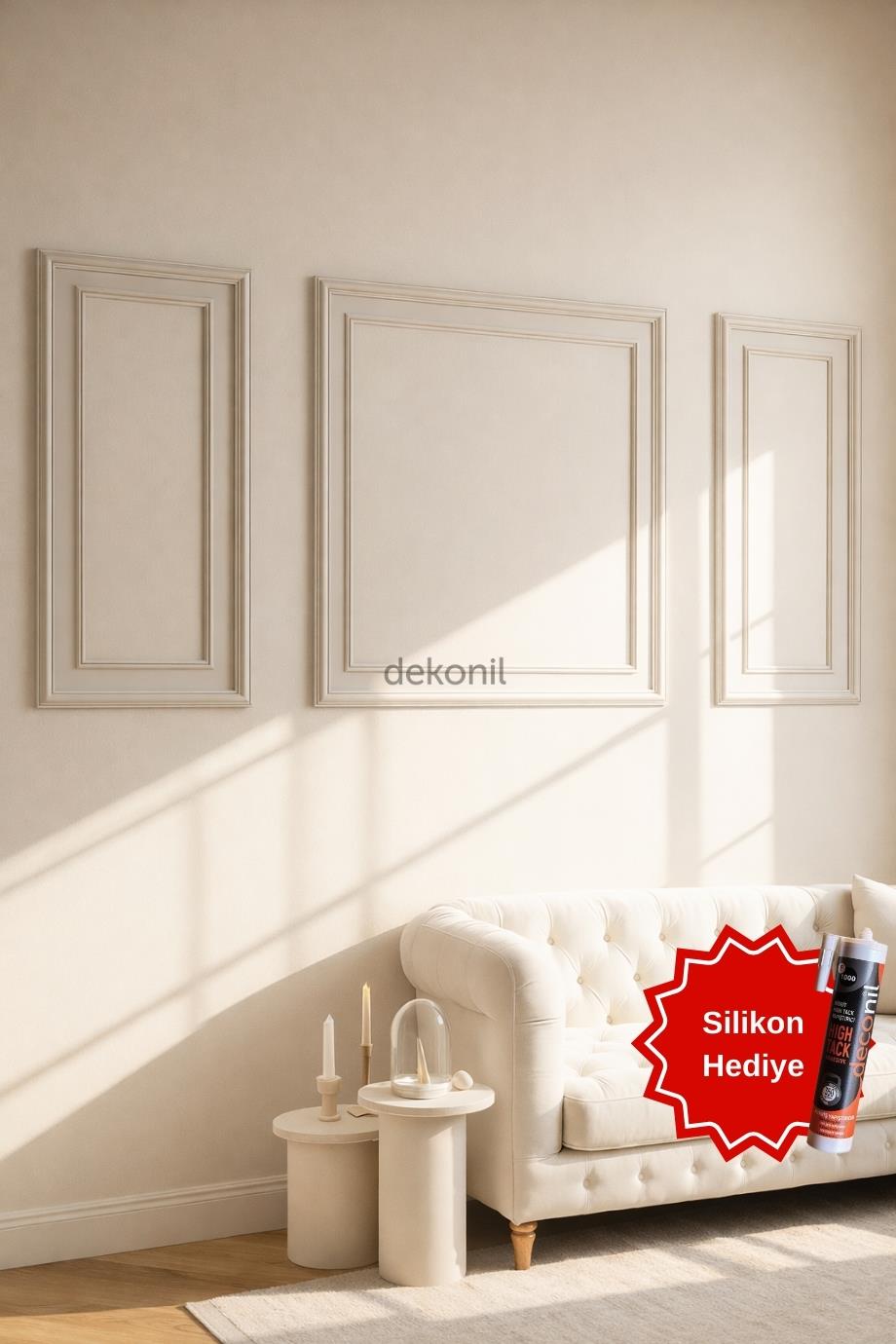 Roma 4cm ve 2,5 cm Boyanabilir Hazır Kesilmiş Duvar Çıtası Paketi 3'lü (120cm*70cm)