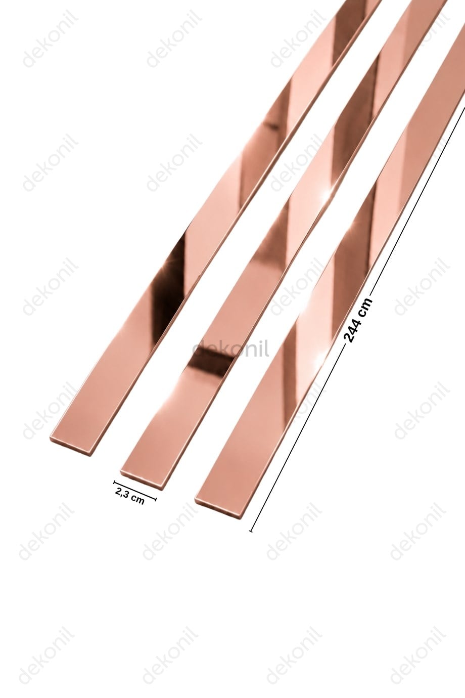 Şerit Pleksi Yapışkanlı Rose Gold Ayna 2,3 cm
