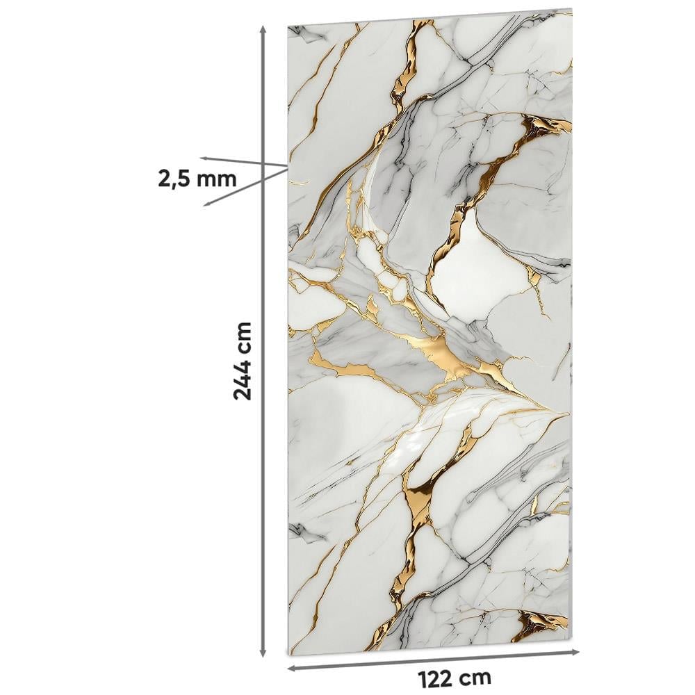 White Gray Gold Marble Patterned PVC Wall Panel 122*244cm