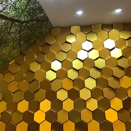 3D Altıgen Duvar Paneli Altın