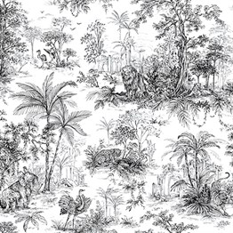 Adawall Tropicano 9909-1 Siyah Tropik Desenli Duvar Kağıdı