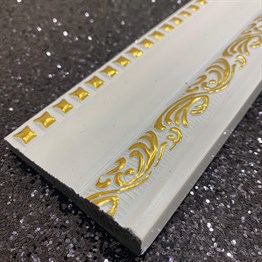 Beyaz Altın Sarmaşık İşlemeli Bordür-Süpürgelik 7cm | Dekonil
