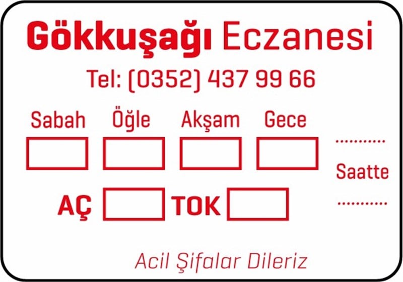 Eczane İlaç Etiketi (Reklam Baskılı)