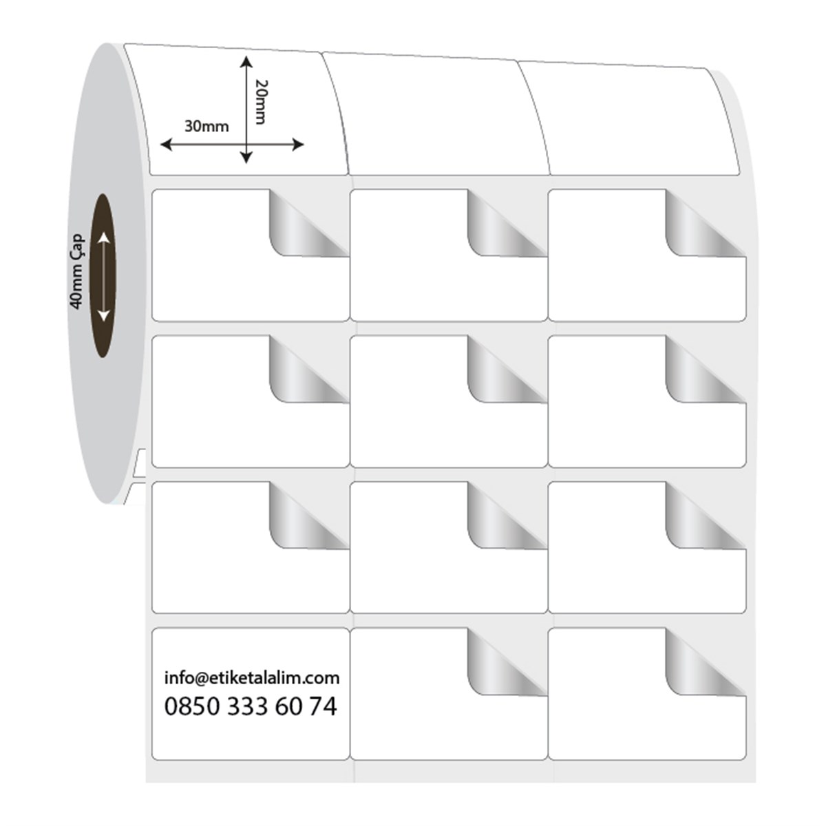Fastyre Etiket (Sticker)30mm x 20mm 3'lü Bitişik Fastyre Etiket