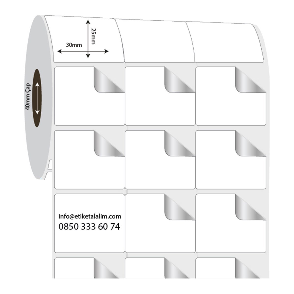 Fastyre Etiket (Sticker)30mm x 25mm 3'lü Bitişik Fastyre Etiket