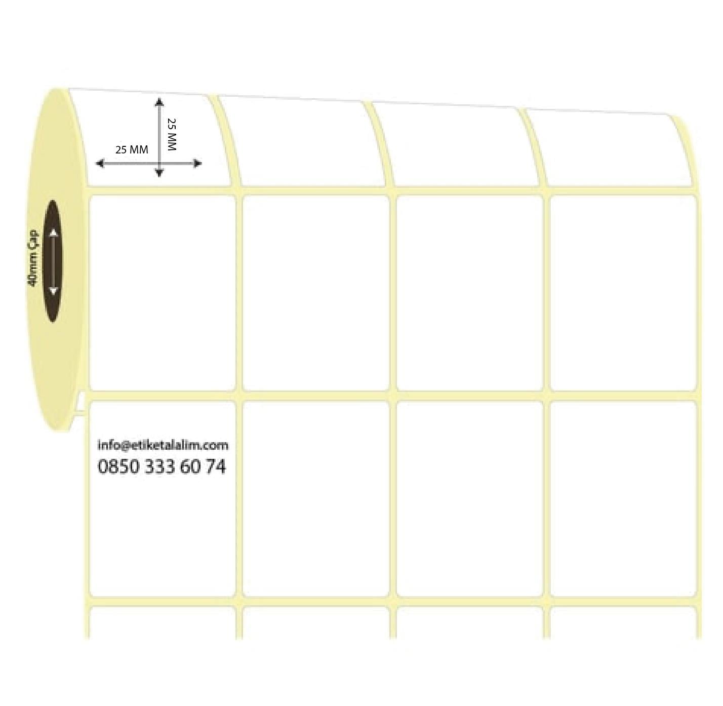 Kuşe Etiket (Sticker)25mm x 25mm 4'lü Bitişik Kuşe Etiket