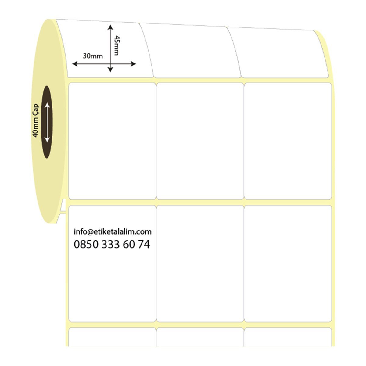 Kuşe Etiket (Sticker)30mm x 45mm 3'lü Bitişik Kuşe Etiket