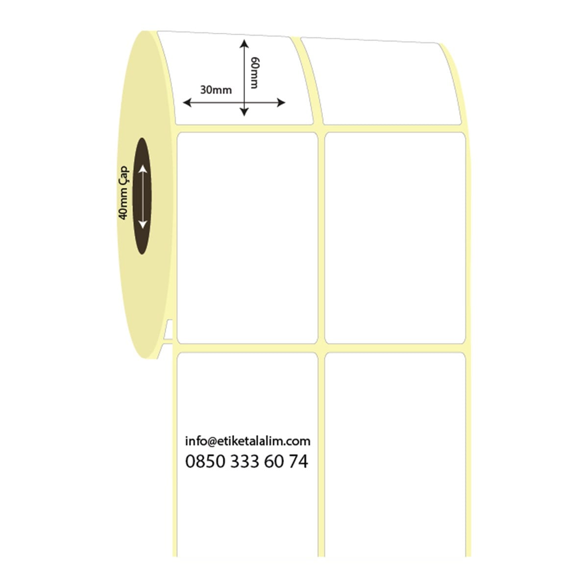 Lamine Termal (Sticker)30mm x 60mm 2'li Ara Boşluklu Lamine Termal Etiket