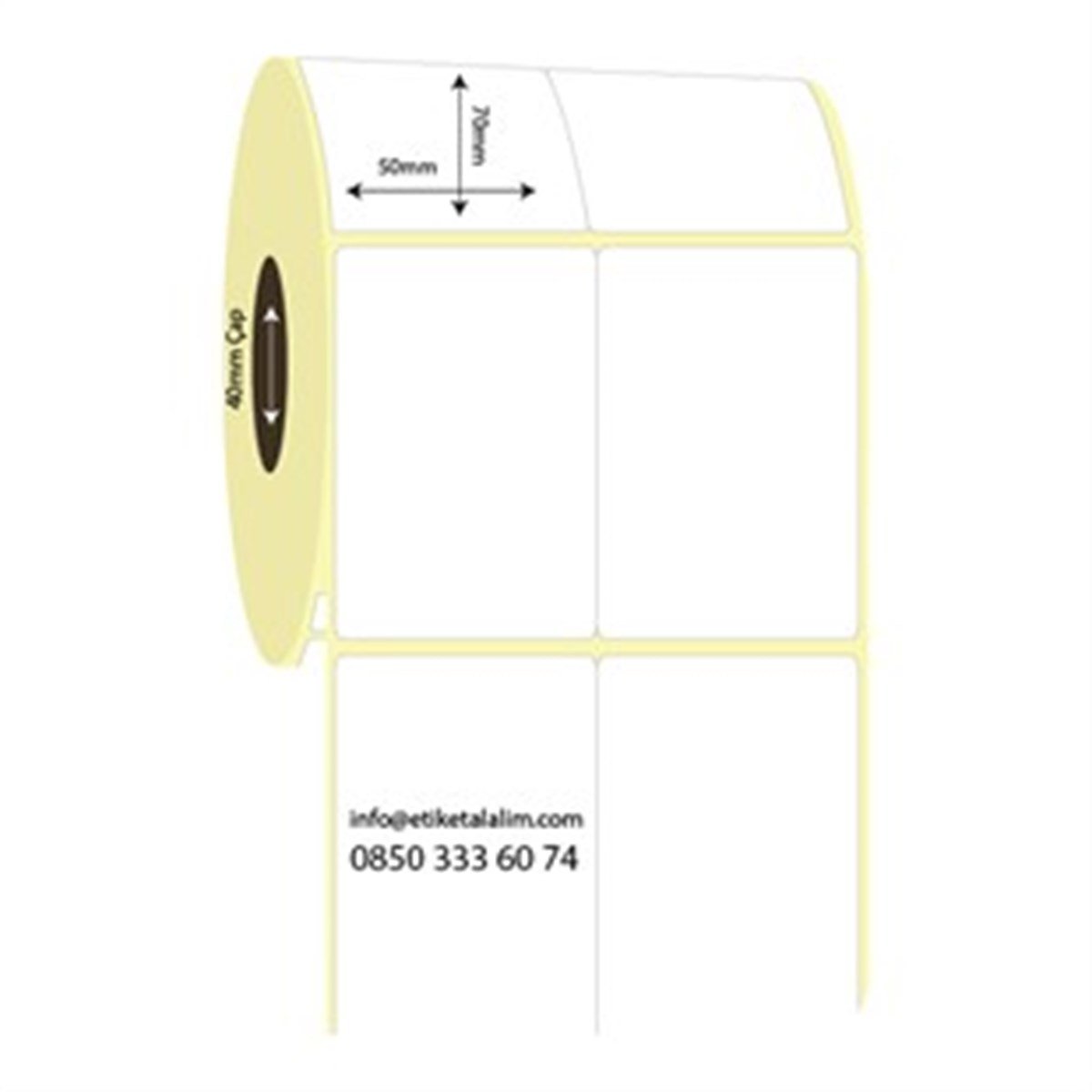 Lamine Termal (Sticker)50mm x 70mm 2'Li Bitişik Lamine Termal Etiket