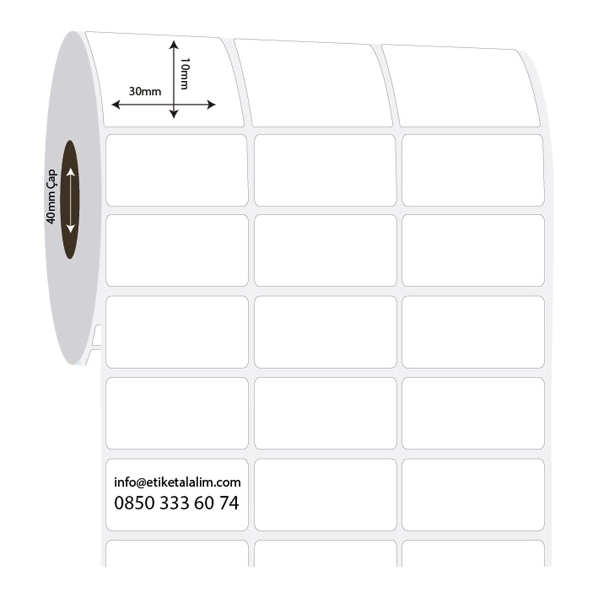 PP Opak Etiket30mm x 10mm 3'lü Ara Boşluklu PP Opak Etiket
