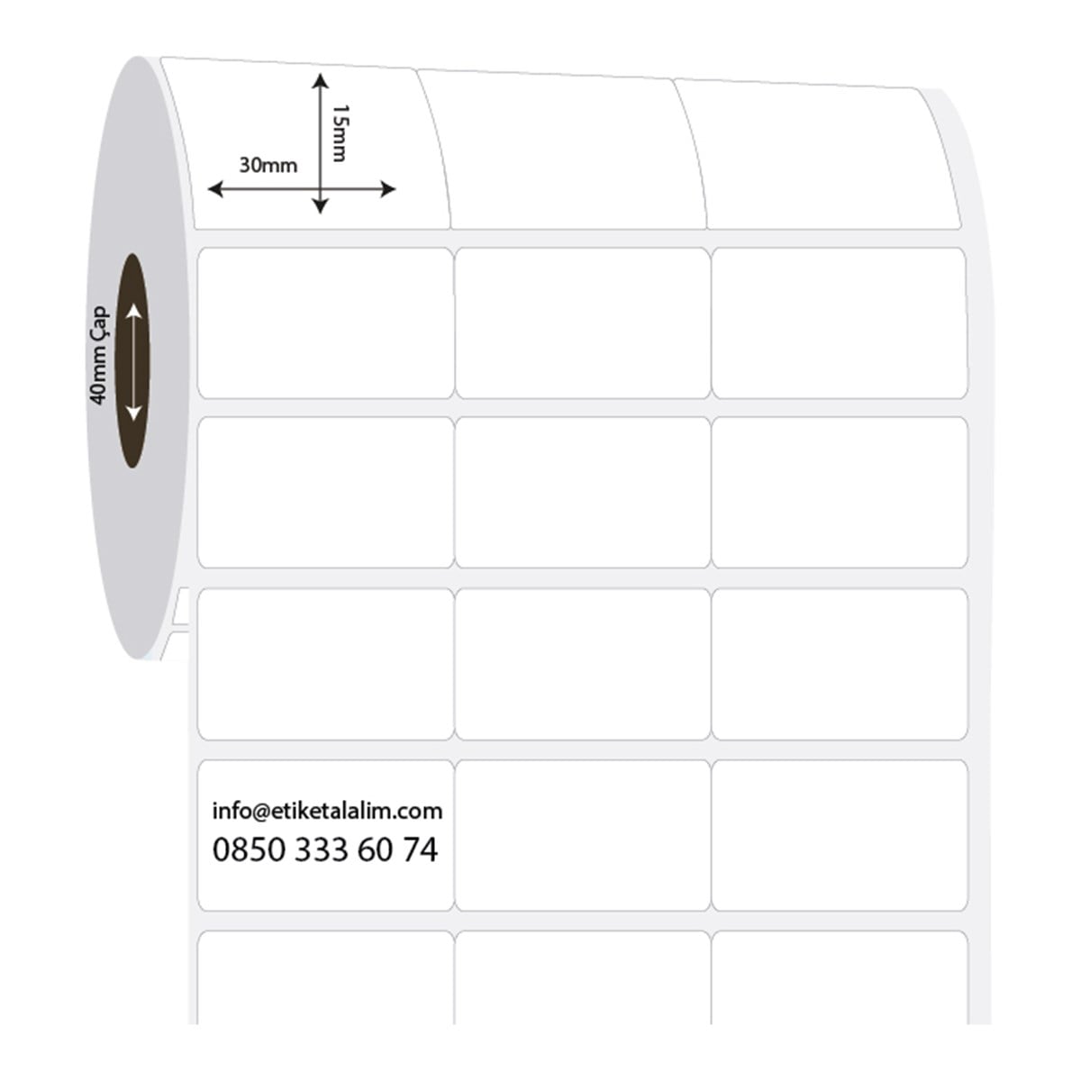 PP Opak Etiket30mm x 15mm 3'lü Bitişik PP Opak Etiket