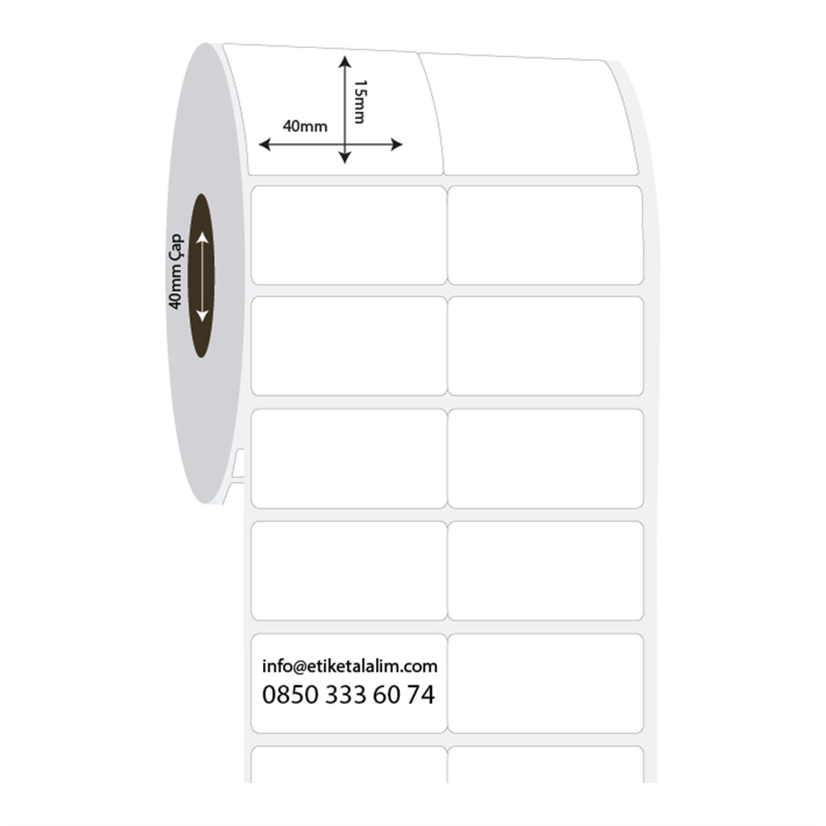 PP Opak Etiket40mm x 15mm 2'li Bitişik PP Opak Etiket