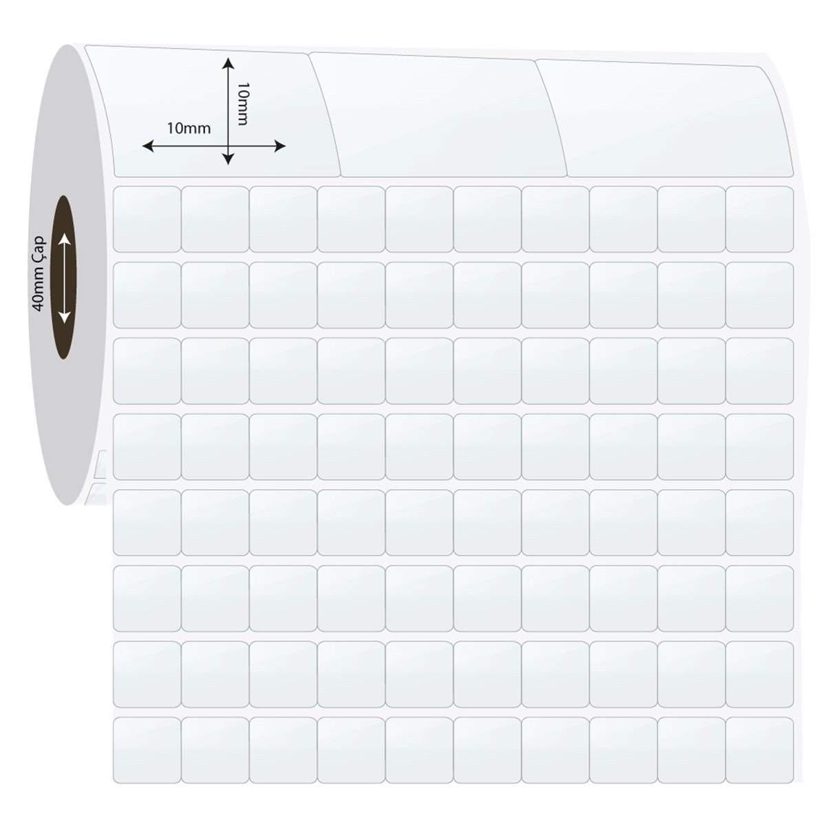 PP Şeffaf Etiket10mm x 10mm 10'lu Bitişik PP Şeffaf Etiket