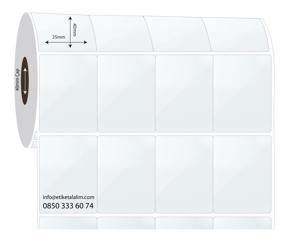 PP Şeffaf Etiket25mm x 40mm 4'lü Bitişik PP Şeffaf Etiket