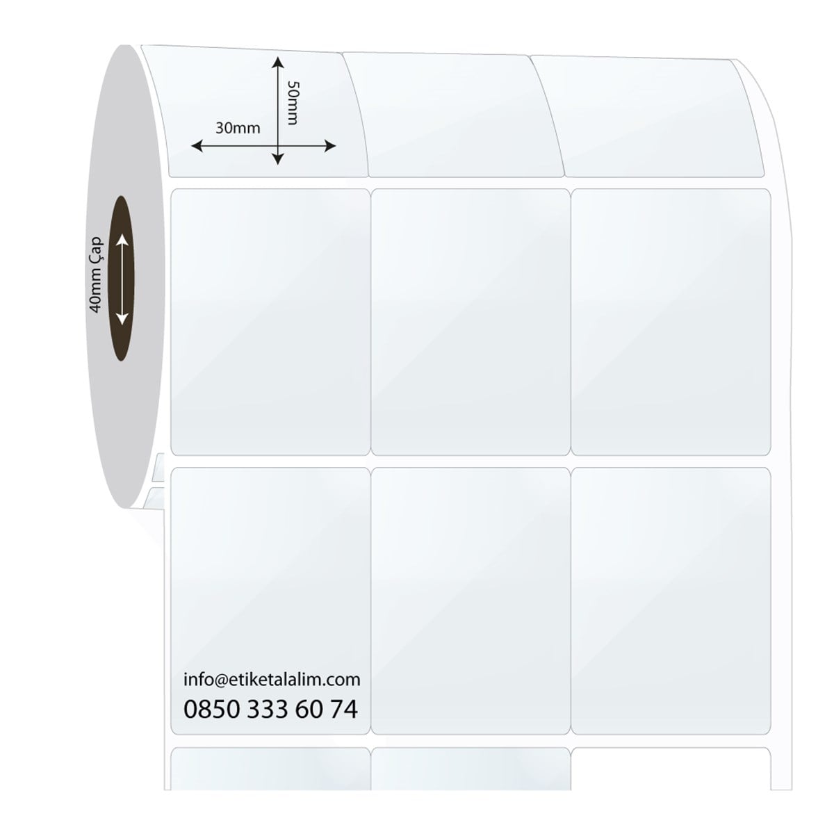 PP Şeffaf Etiket30mm x 50mm 3'lü Bitişik PP Şeffaf Etiket