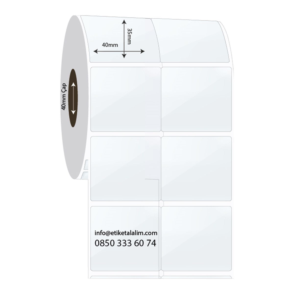 PP Şeffaf Etiket40mm x 35mm 2'li Bitişik PP Şeffaf Etiket