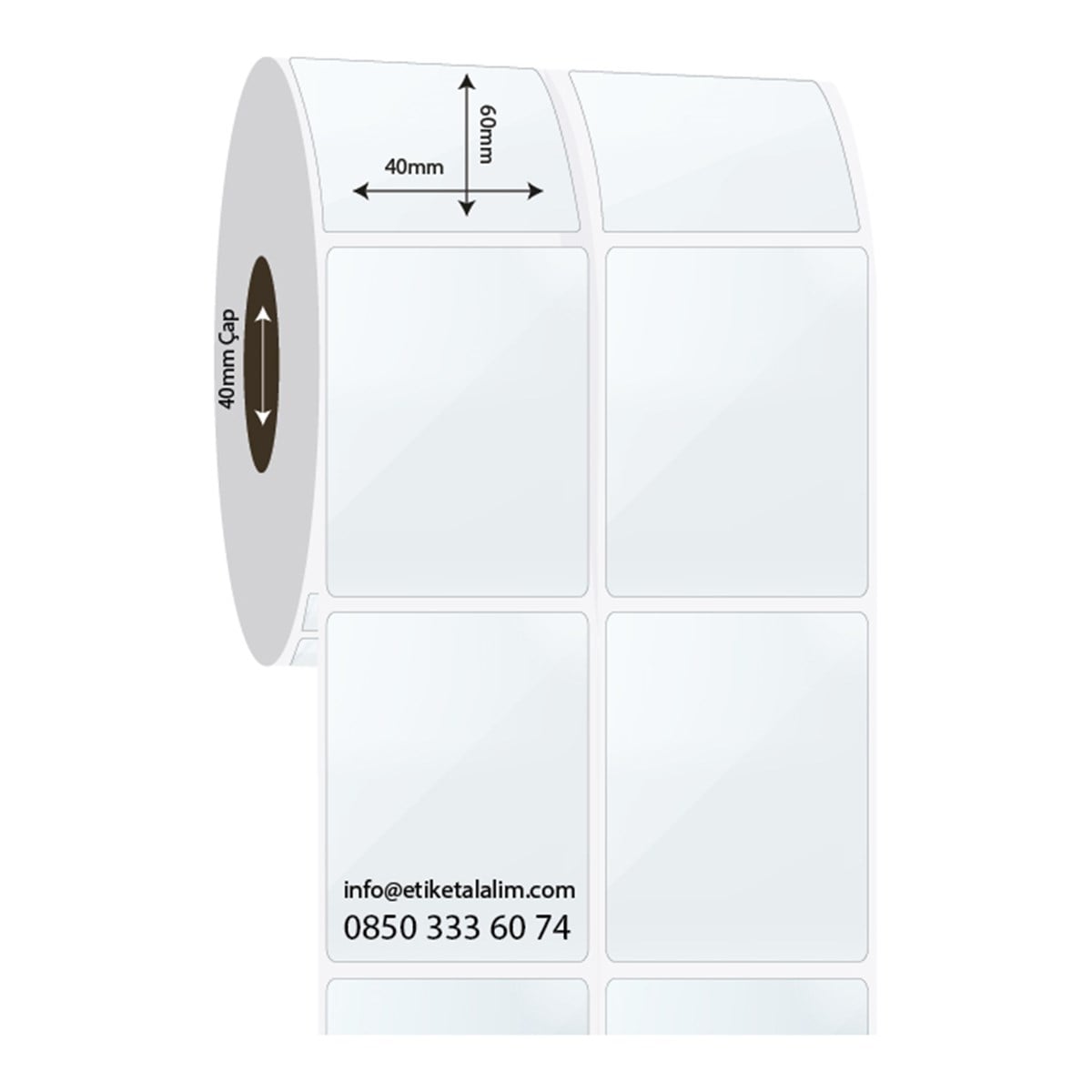 PP Şeffaf Etiket40mm x 60mm 2'li Ara Boşluk PP Şeffaf Etiket