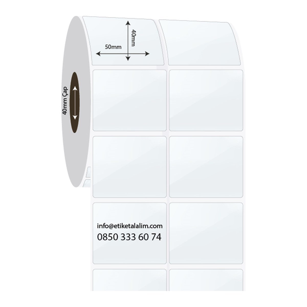 PP Şeffaf Etiket50mm x 40mm 2'li Ara Boşluk PP Şeffaf Etiket