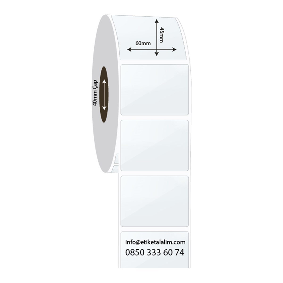 PP Şeffaf Etiket60mm x 45mm PP Şeffaf  Etiket