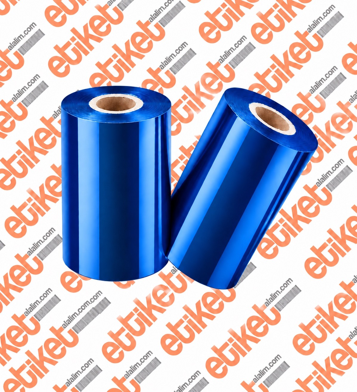 Renkli Wax Ribonlar110mm x 300 Metre Dışa Sarım (Outside) Mavi Wax Ribon