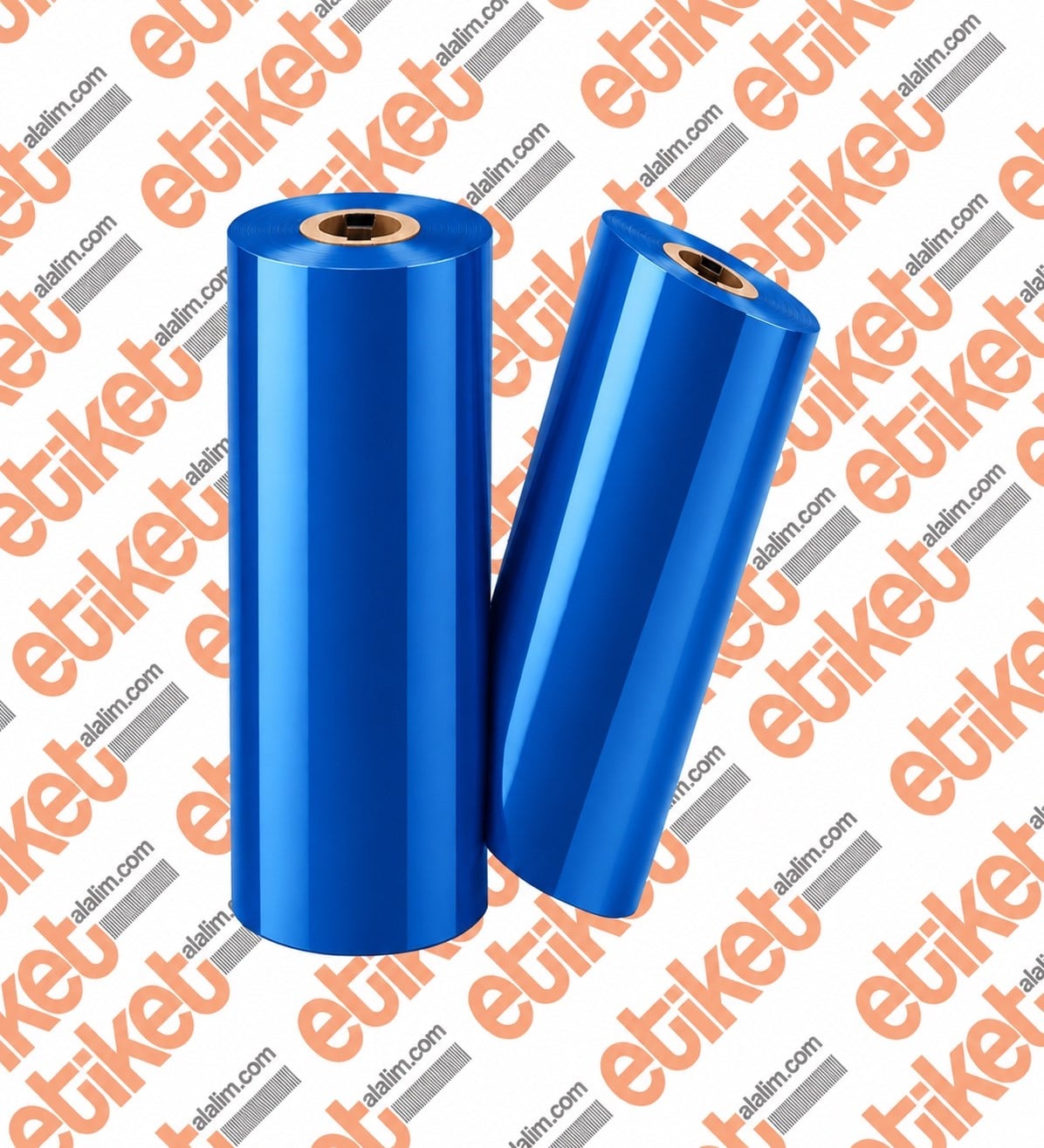 Renkli Wax Ribonlar110mm x 74 Metre Dışa Sarım (Outside) Renkli Mavi Ribon