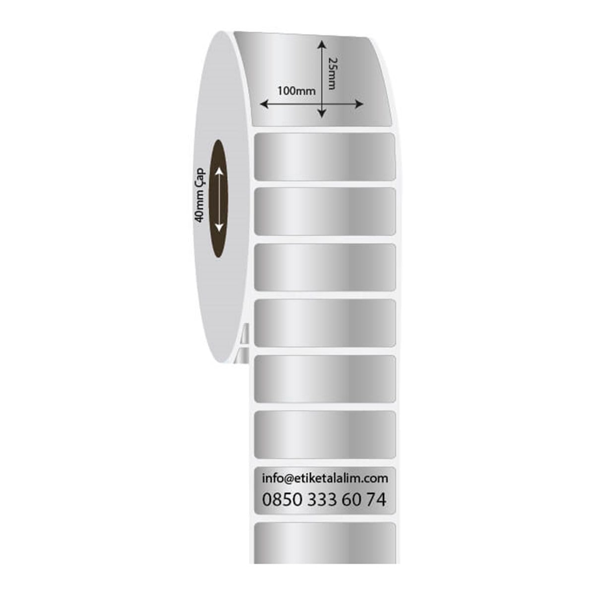 Silver Mat Etiket (Sticker)100mm x 25mm Silver Mat Etiket (Sticker)