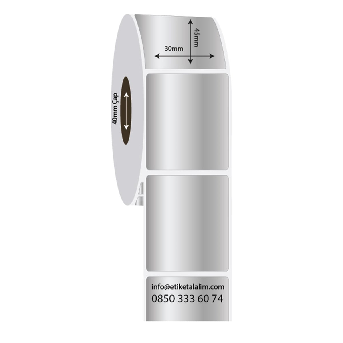 Silver Mat Etiket (Sticker)30mm x 45mm Silver Mat Etiket (Sticker)