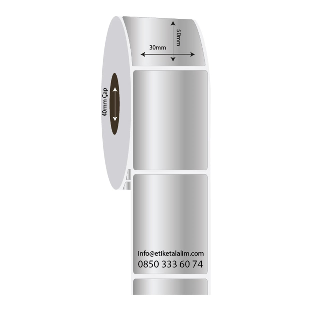 Silver Mat Etiket (Sticker)30mm x 50mm Silver Mat Etiket (Sticker)