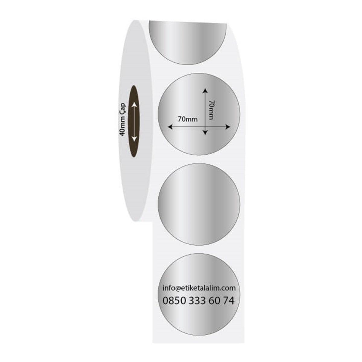 Silver Mat Etiket (Sticker)70mm x 70mm Oval Silver Mat Etiket (Sticker)
