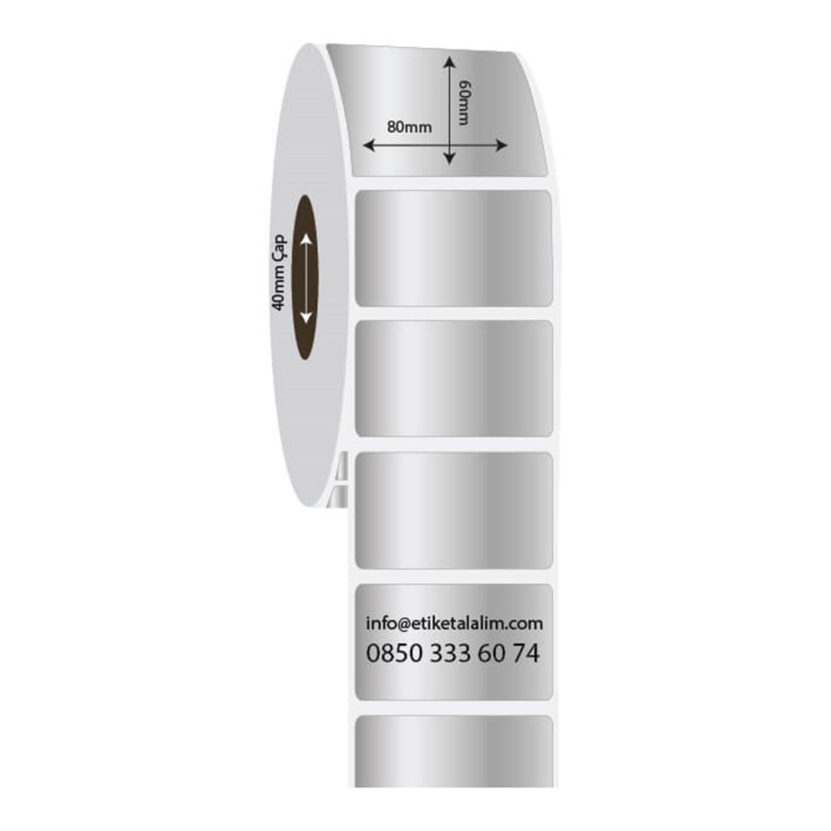 Silver Mat Etiket (Sticker)80mm x 60mm Silver Mat Etiket (Sticker)