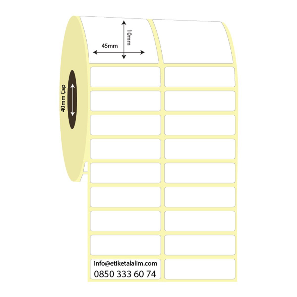 Termal Etiket (Sticker)45mm x 10mm 2'li Ara Boşluklu Termal Etiket