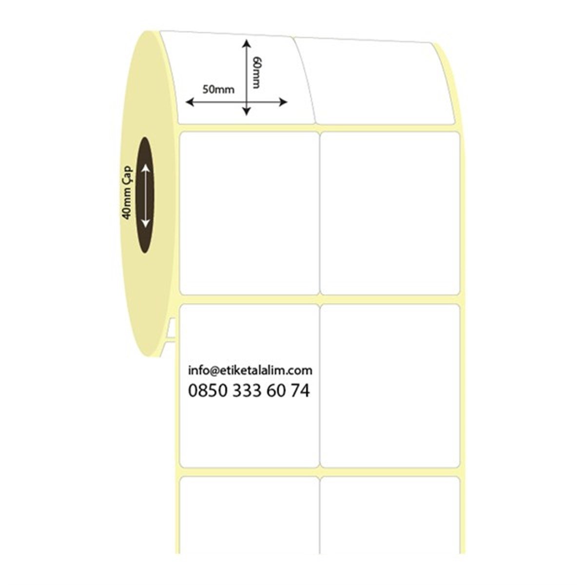 Termal Etiket (Sticker)50mm x 60mm 2'li Bitişik Termal Etiket