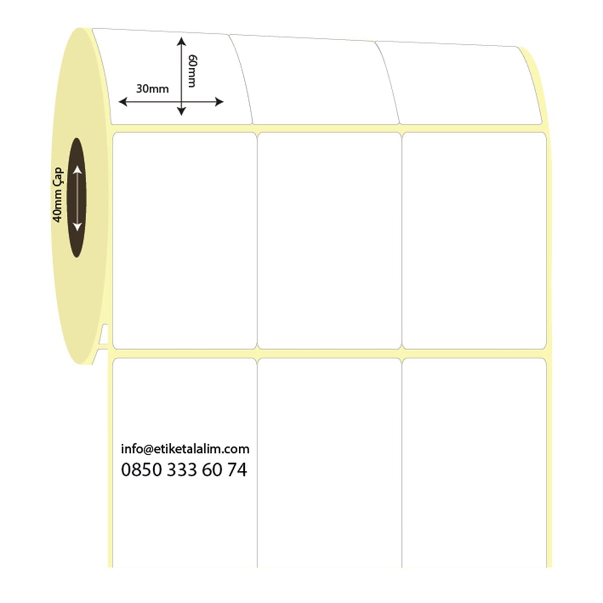 Vellum Etiket (Sticker)30mm x 60mm 3'lü Bitişik Vellum Etiket