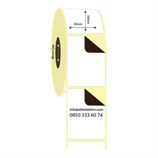 Kuşe Sürsajlı-Örtücü Etiket (sticker)30mm x 50mm Kuşe Sürsajlı Etiket