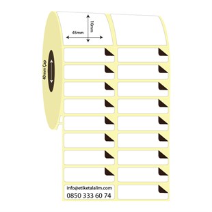 Kuşe Sürsajlı-Örtücü Etiket (sticker)45mm x 10mm 2'li Ara Boşluklu Kuşe Sürsajlı Etiket