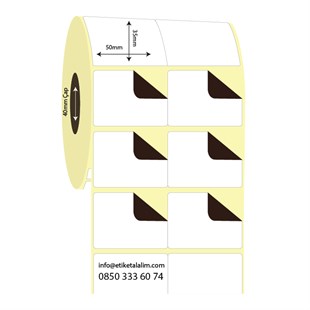 Kuşe Sürsajlı-Örtücü Etiket (sticker)50mm x 35mm 2'li Bitişik Kuşe Sürsajlı Etiket