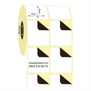 Kuşe Sürsajlı-Örtücü Etiket (sticker)50mm x 60mm 2'li Ara Boşluklu Kuşe Sürsajlı Etiket
