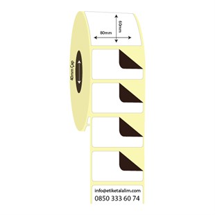 Kuşe Sürsajlı-Örtücü Etiket (sticker)80mm x 60mm Kuşe Sürsajlı Etiket