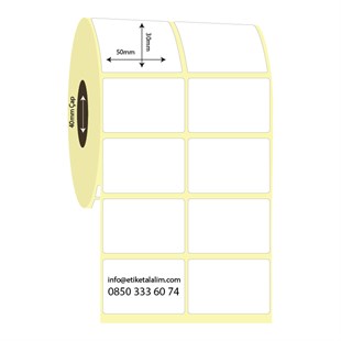 Lamine Termal (Sticker)50mm x 30mm 2'li Ara Boşluklu Lamine Termal Etiket (Sticker)