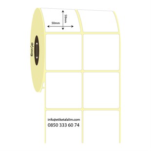 Lamine Termal (Sticker)50mm x 50mm 2'li Ara Boşluklu Lamine Termal Etiket (Sticker)