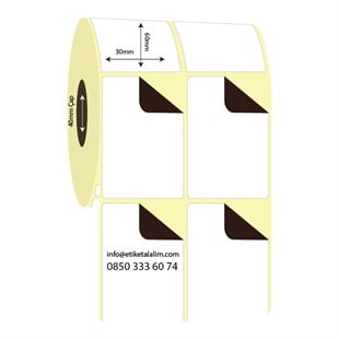 Termal Sürsajlı-Örtücü Etiket (sticker)30mm x 60mm 2'li Ara Boşluklu Termal Sürsajlı Etiket