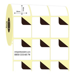 Termal Sürsajlı-Örtücü Etiket (sticker)30mm x 40mm 3'lü Ara Boşluklu Termal Sürsajlı Etiket